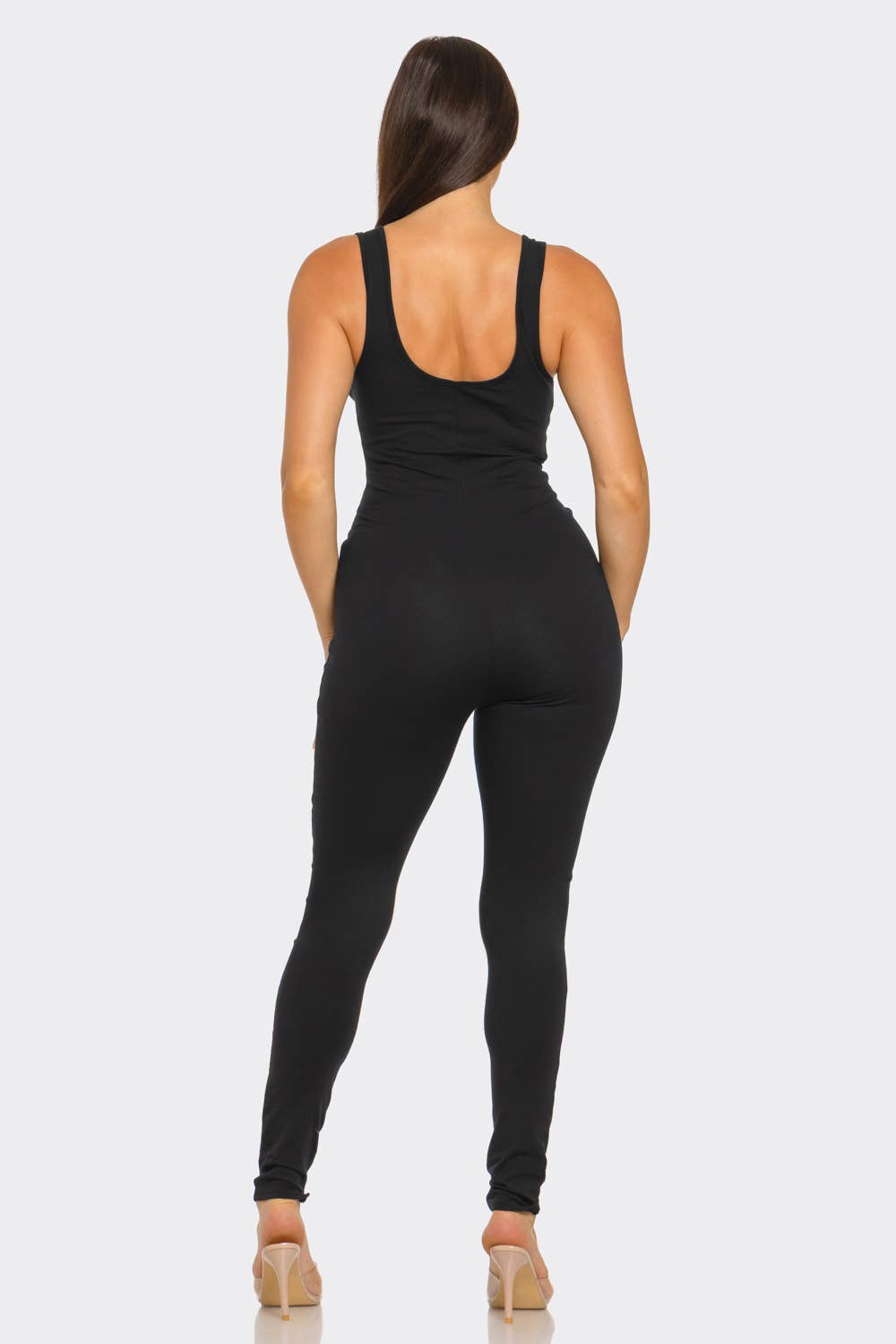 Front Square Neck One Sleeveless Catsuit Jumpsuit