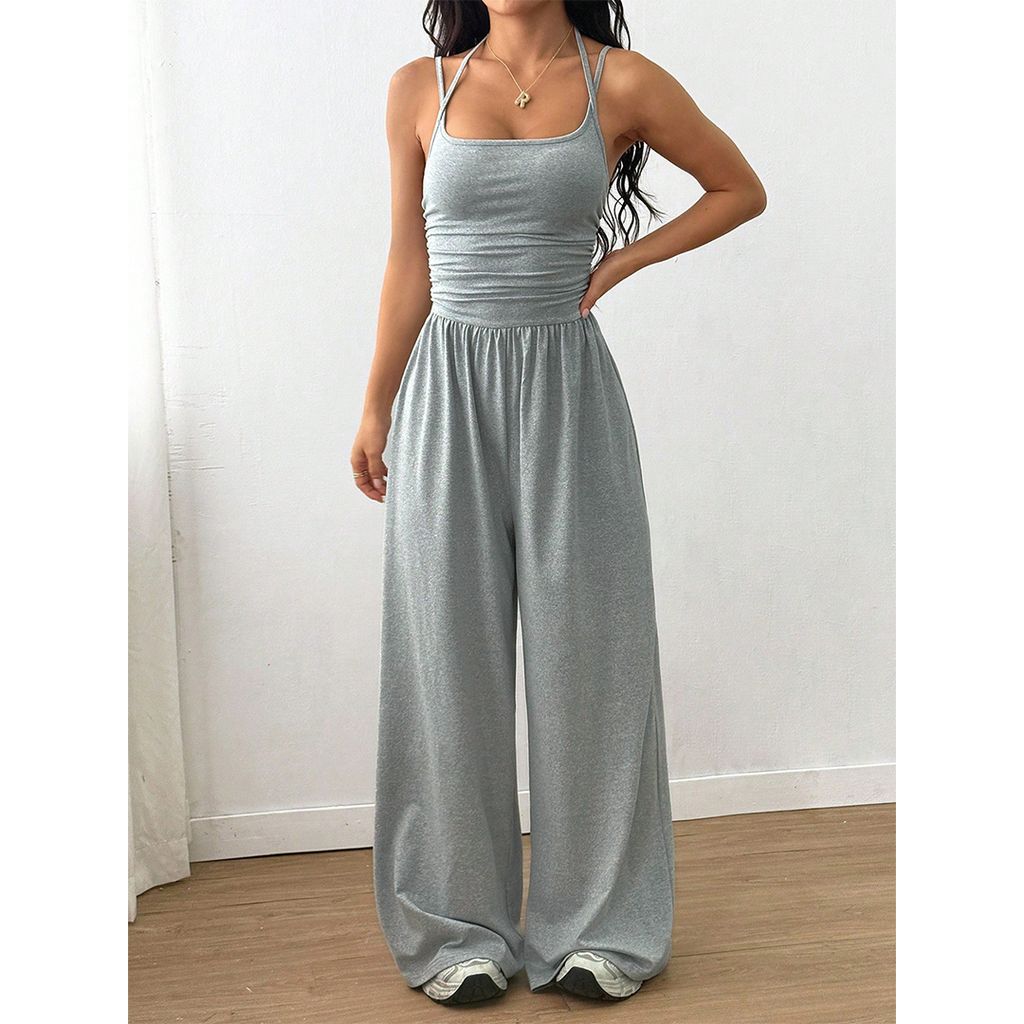 Summer Strapless Wide-Leg Waist-Cinching Jumpsuit MSW049