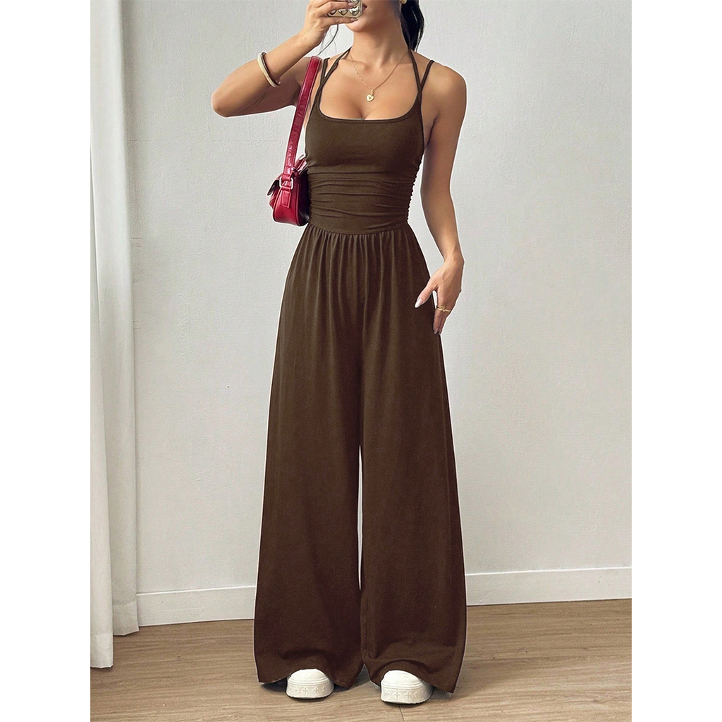 Summer Strapless Wide-Leg Waist-Cinching Jumpsuit MSW049