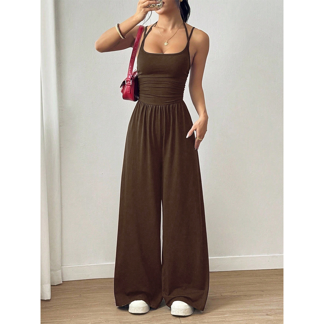 Summer Strapless Wide-Leg Waist-Cinching Jumpsuit MSW049