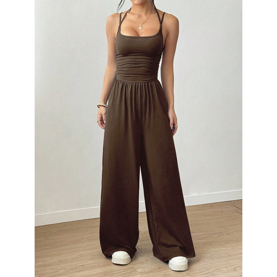Summer Strapless Wide-Leg Waist-Cinching Jumpsuit MSW049