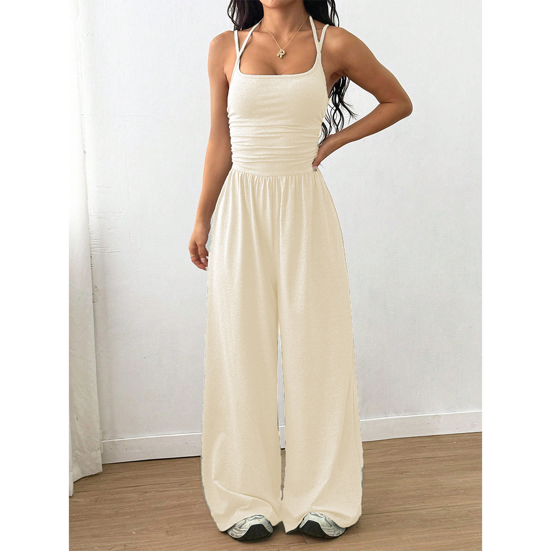 Summer Strapless Wide-Leg Waist-Cinching Jumpsuit MSW049