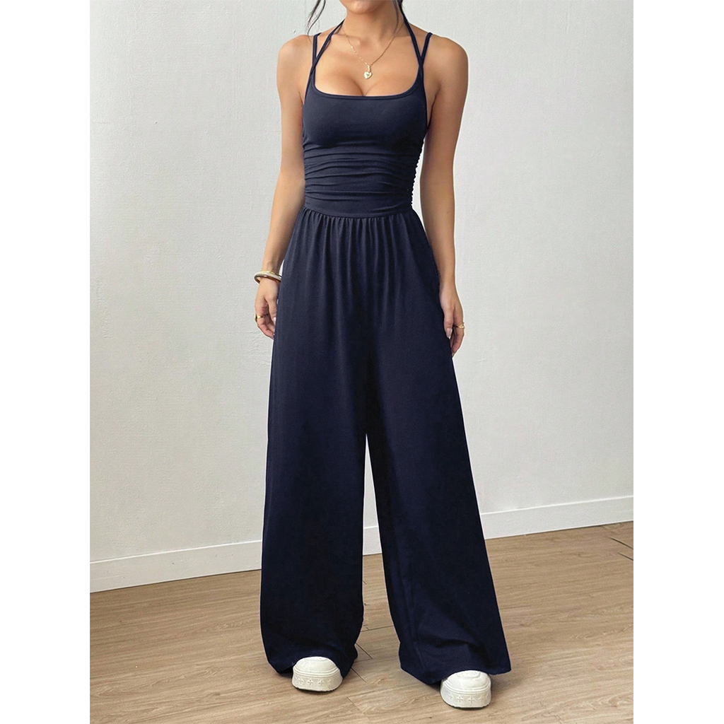 Summer Strapless Wide-Leg Waist-Cinching Jumpsuit MSW049