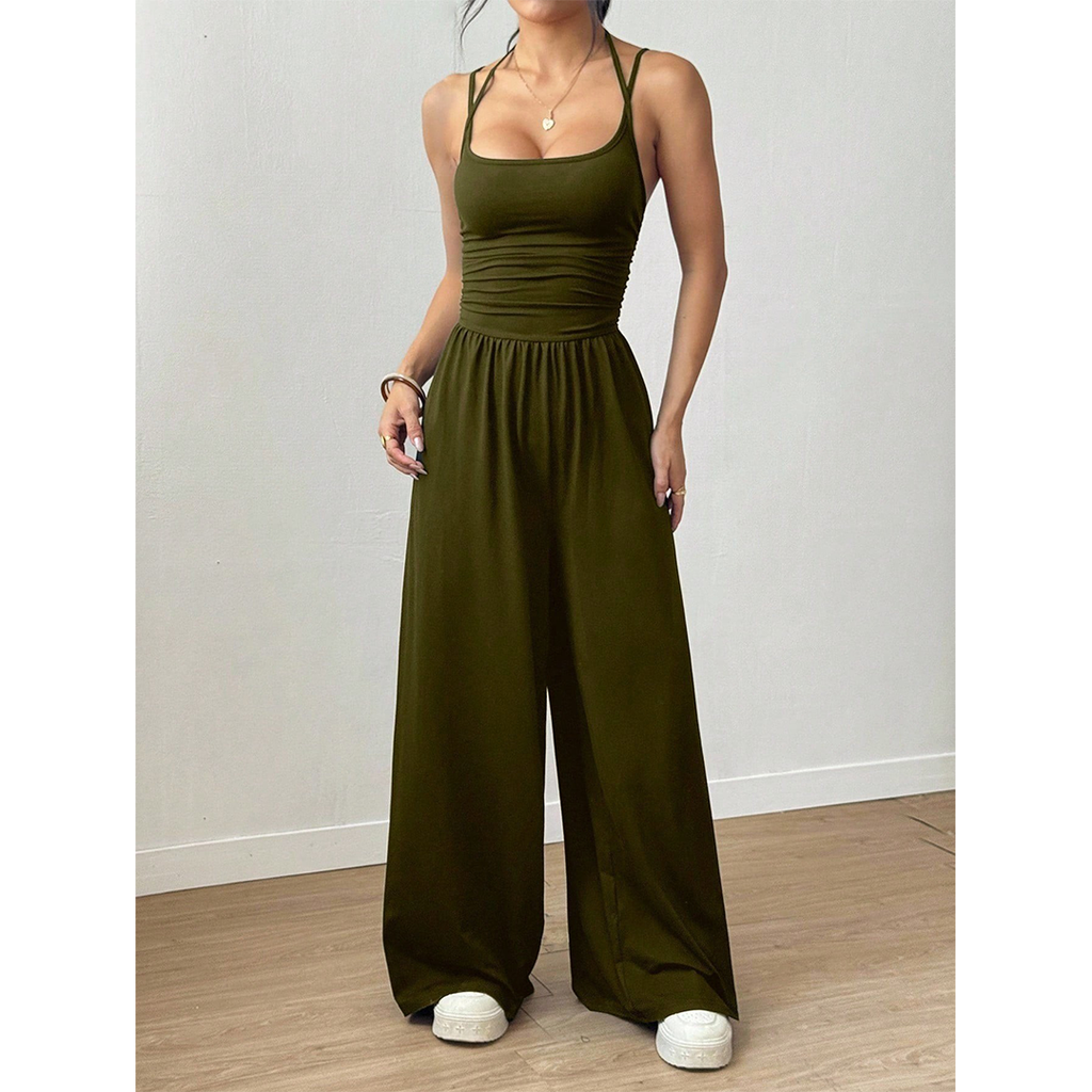 Summer Strapless Wide-Leg Waist-Cinching Jumpsuit MSW049