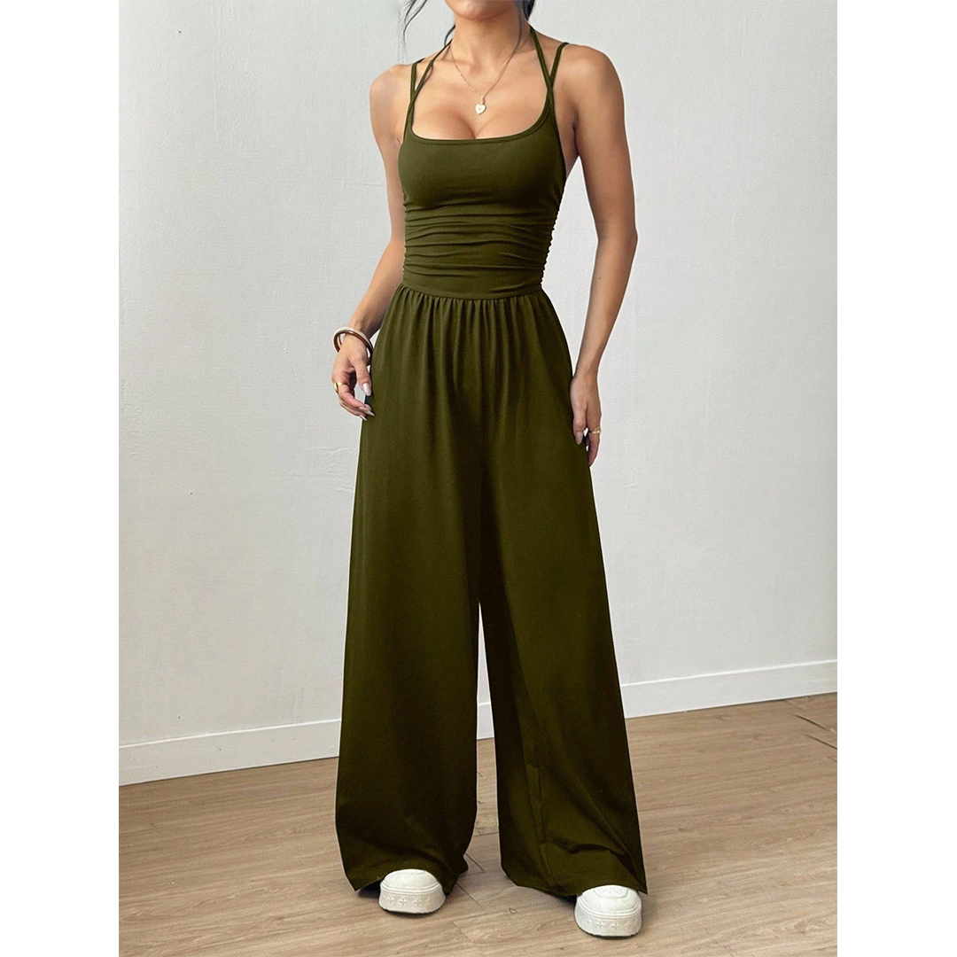 Summer Strapless Wide-Leg Waist-Cinching Jumpsuit MSW049