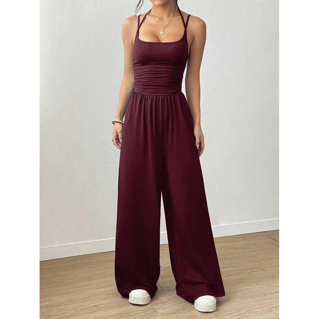 Summer Strapless Wide-Leg Waist-Cinching Jumpsuit MSW049