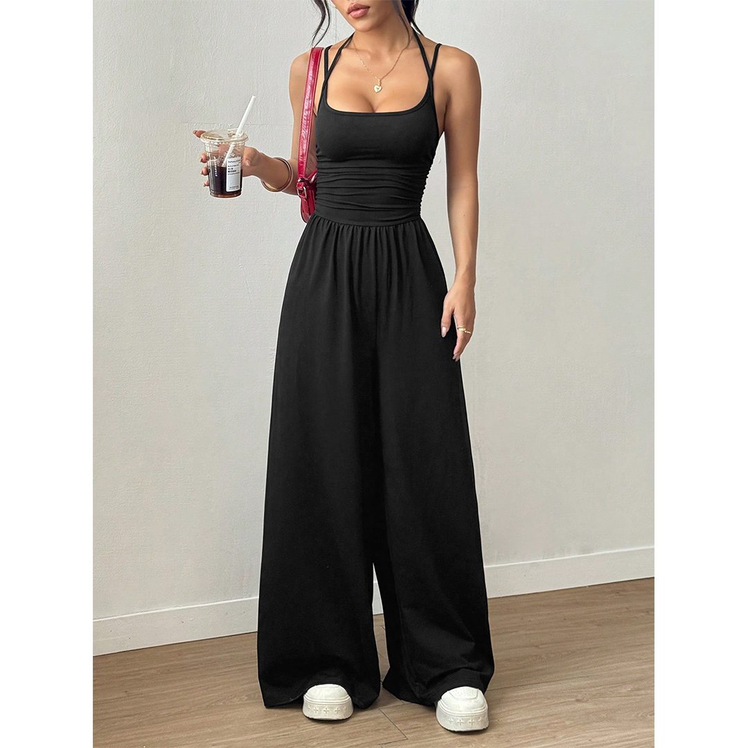 Summer Strapless Wide-Leg Waist-Cinching Jumpsuit MSW049