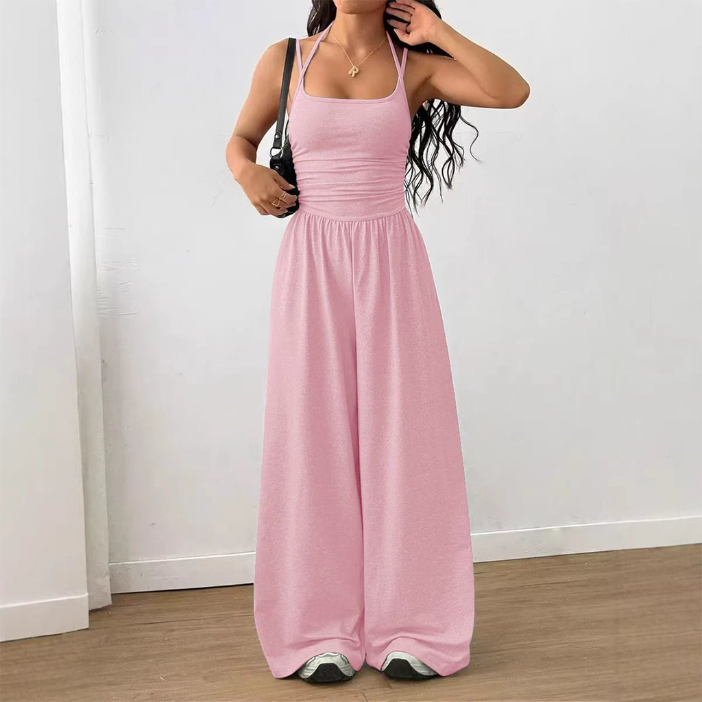 Summer Strapless Wide-Leg Waist-Cinching Jumpsuit MSW049