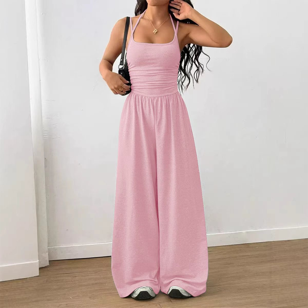 Summer Strapless Wide-Leg Waist-Cinching Jumpsuit MSW049