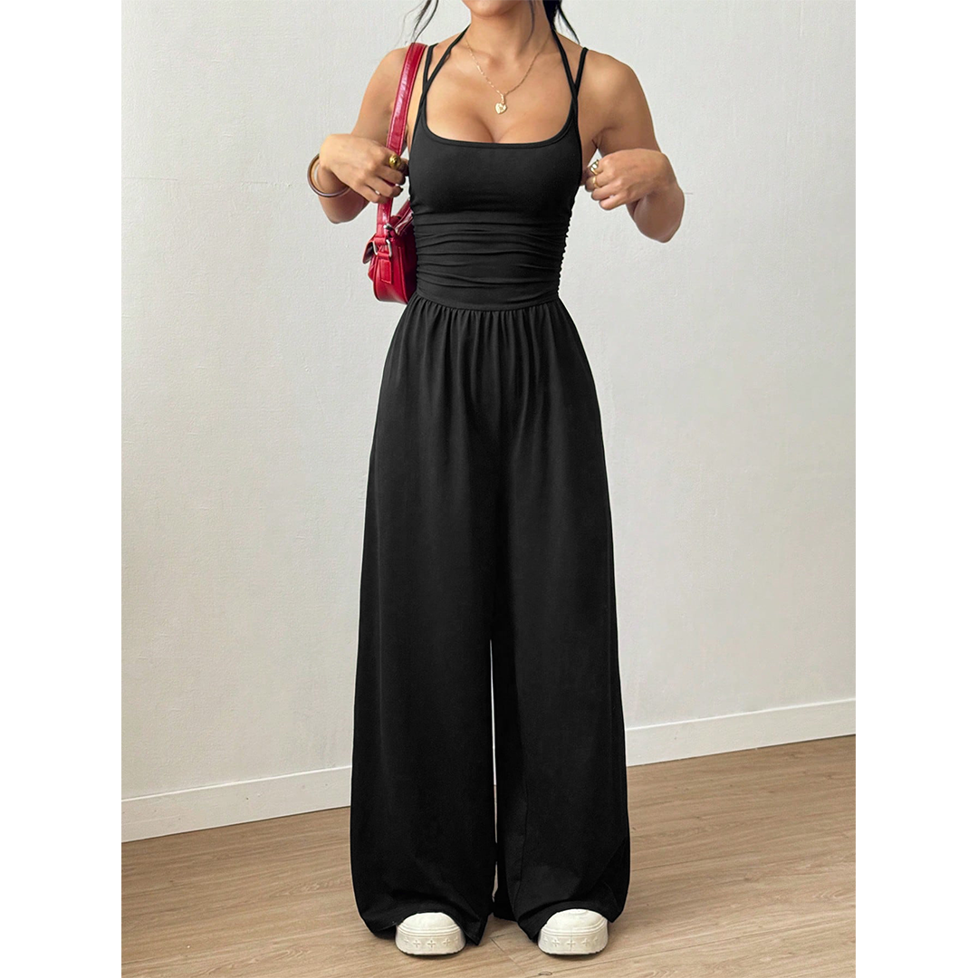 Summer Strapless Wide-Leg Waist-Cinching Jumpsuit MSW049