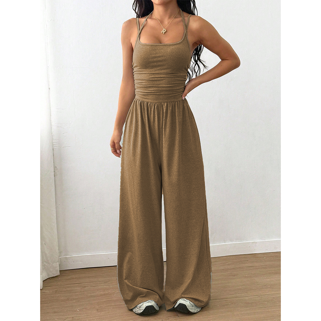 Summer Strapless Wide-Leg Waist-Cinching Jumpsuit MSW049