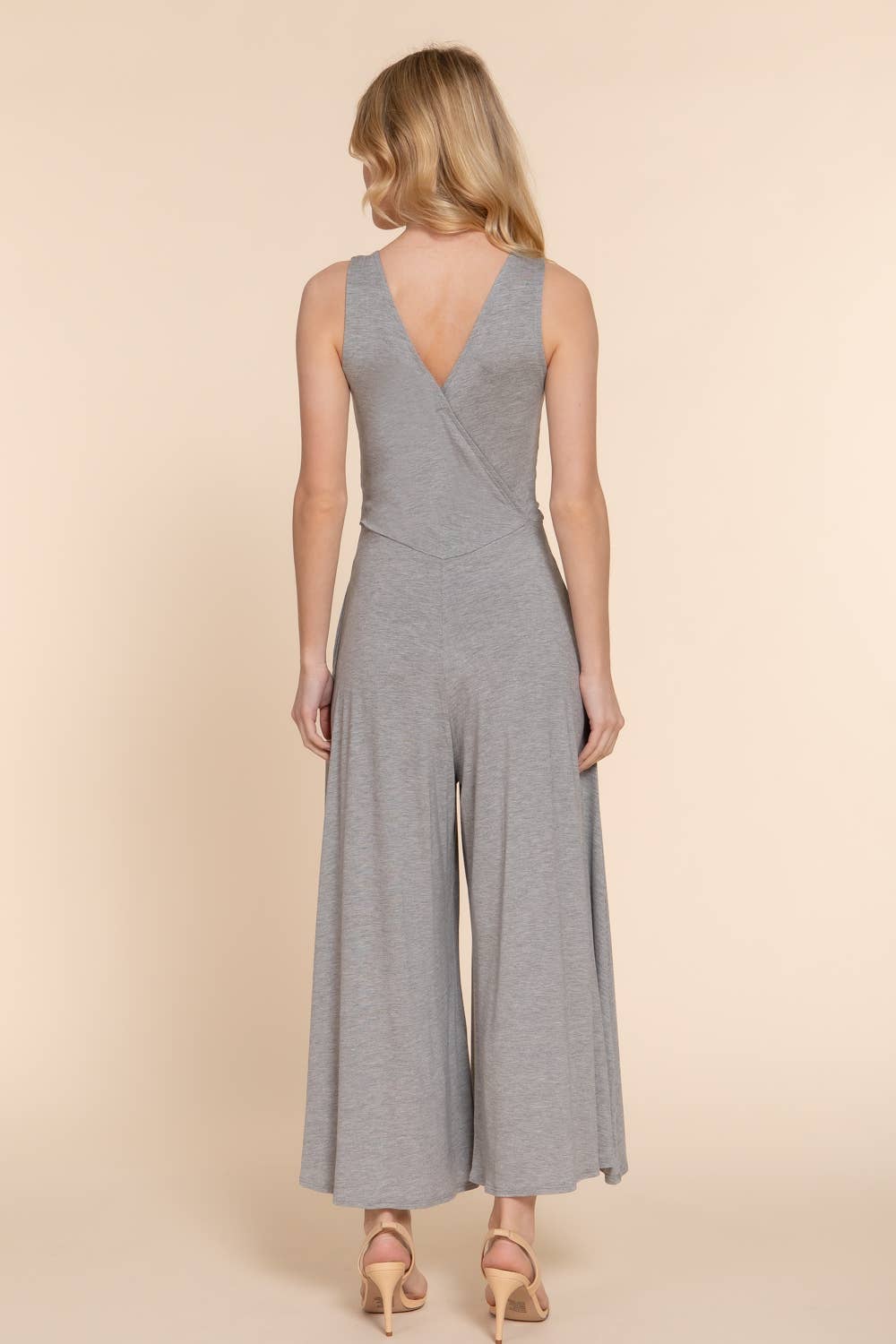 Double Layer Surplice Jumpsuit w/ Side Pockets