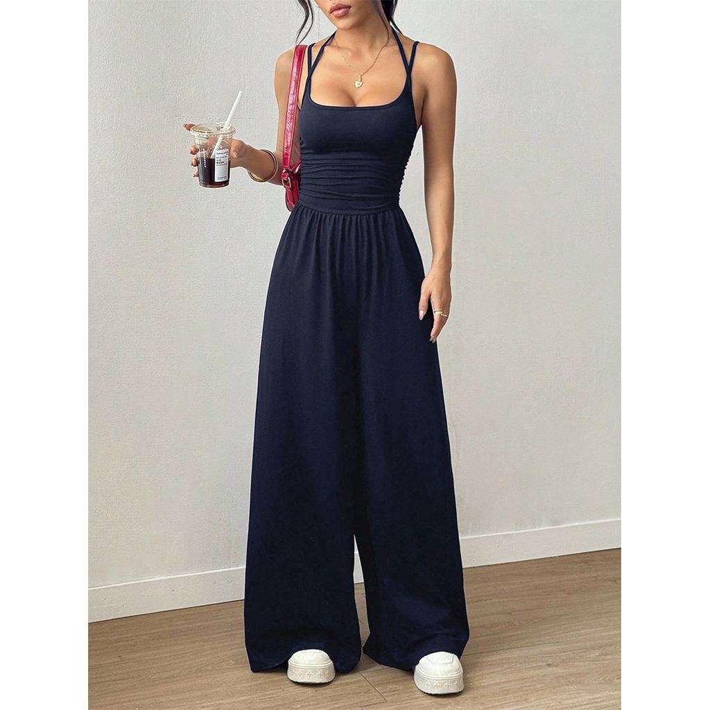 Summer Strapless Wide-Leg Waist-Cinching Jumpsuit MSW049