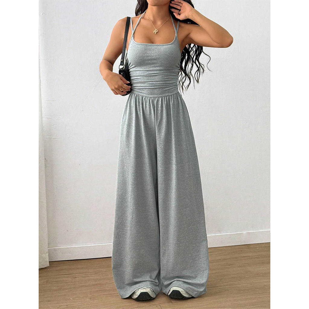 Summer Strapless Wide-Leg Waist-Cinching Jumpsuit MSW049