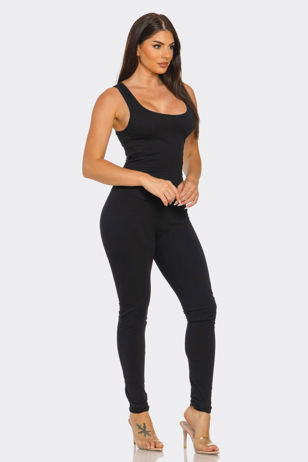 Front Square Neck One Sleeveless Catsuit Jumpsuit