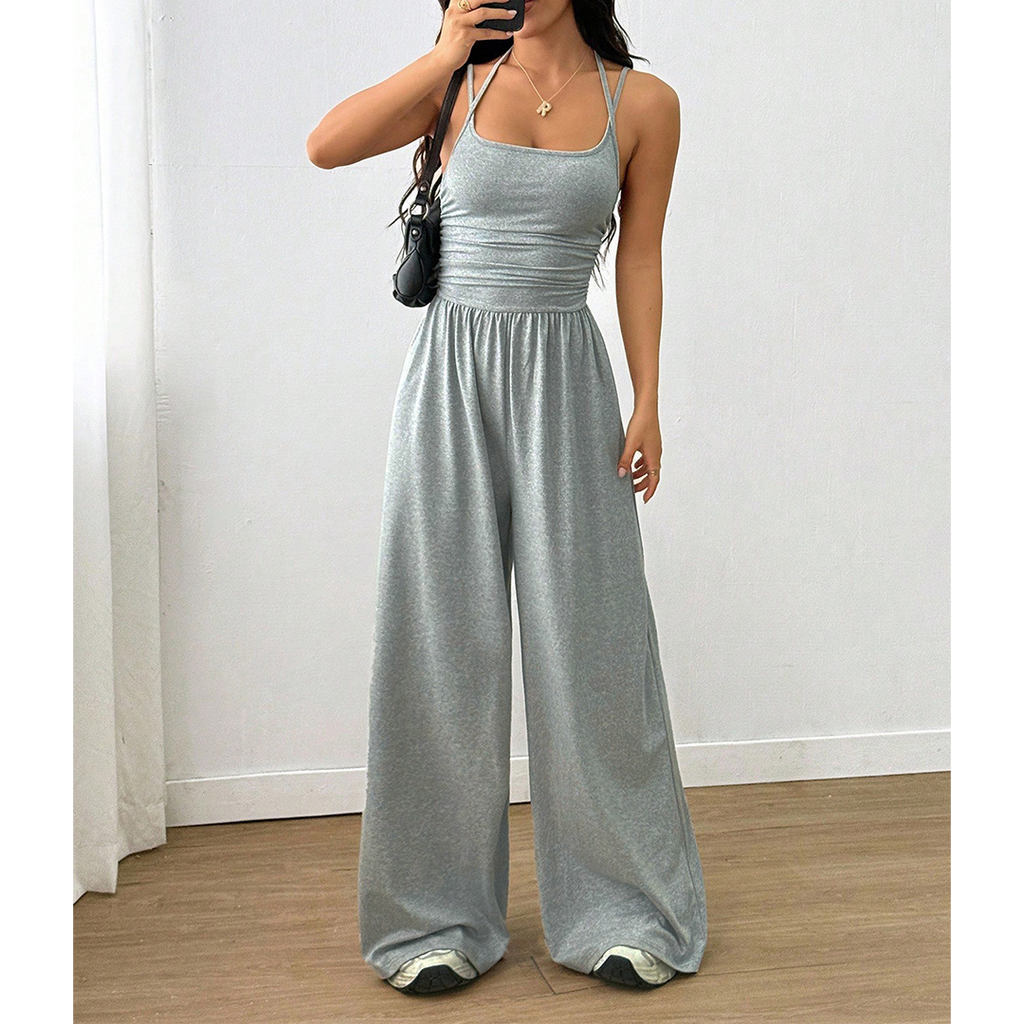 Summer Strapless Wide-Leg Waist-Cinching Jumpsuit MSW049