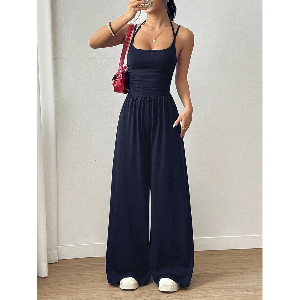 Summer Strapless Wide-Leg Waist-Cinching Jumpsuit MSW049
