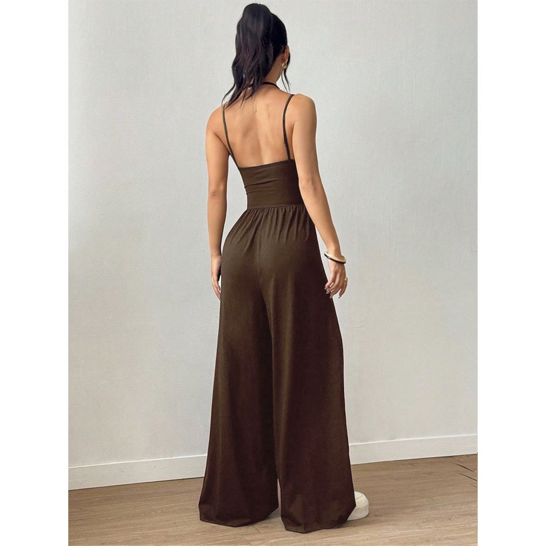 Summer Strapless Wide-Leg Waist-Cinching Jumpsuit MSW049