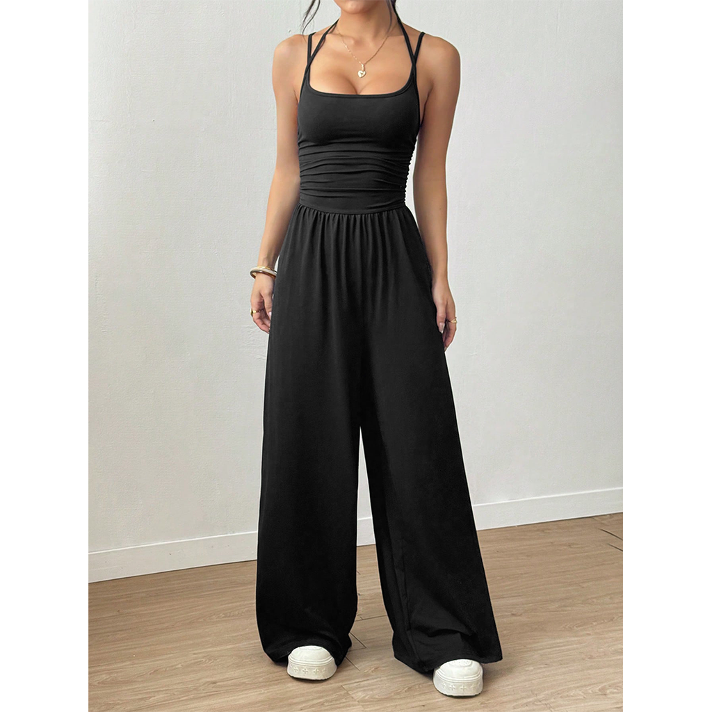 Summer Strapless Wide-Leg Waist-Cinching Jumpsuit MSW049