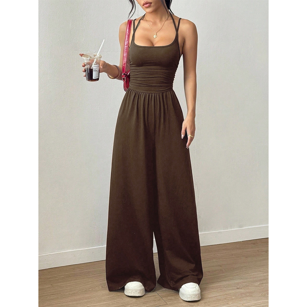 Summer Strapless Wide-Leg Waist-Cinching Jumpsuit MSW049